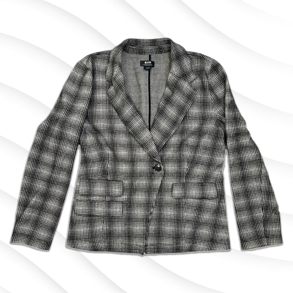 Maeve | Women's Black White Motif Plaid Blazer Size XL Layering Workwear Staple